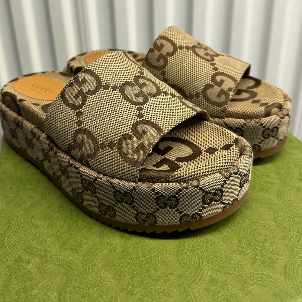 Women's GUCCI “Big G” platform slide sandal